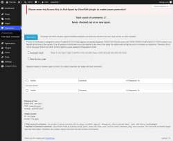Page screenshot: Comments  &rarr; Find spam comments