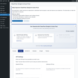 Page screenshot: AI Auto Post &rarr; 
				Settings			