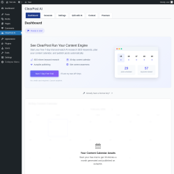 Page screenshot: ClearPost AI &lsaquo; Test site &mdash; WordPress