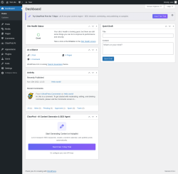 Page screenshot: Dashboard &lsaquo; Test site &mdash; WordPress