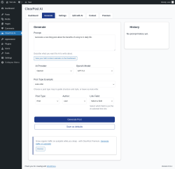 Page screenshot: ClearPost AI &rarr; 
				Generate			