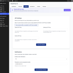 Page screenshot: ClearPost AI &rarr; 
				Settings			