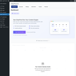 Page screenshot: ClearPost AI &lsaquo; Test site &mdash; WordPress