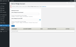 Page screenshot: Click & Pledge → Settings