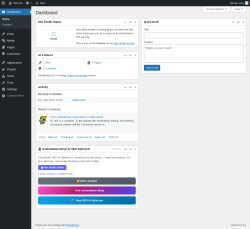 Page screenshot: Dashboard &lsaquo; Test site &mdash; WordPress