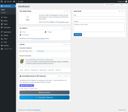 Page screenshot: Dashboard &lsaquo; Test site &mdash; WordPress