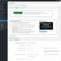 Page screenshot: CM Answers Settings ‹ Test site — WordPress