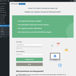 Page screenshot: CM Answers Settings ‹ Test site — WordPress