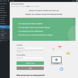 Page screenshot: CM Custom Reports &rarr; Settings