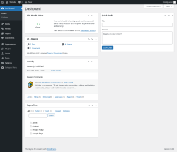 Page screenshot: Dashboard ‹ Test site — WordPress