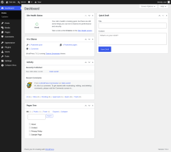Page screenshot: Dashboard &lsaquo; Test site &mdash; WordPress