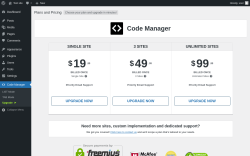 Page screenshot: Code Manager → Upgrade  ➤