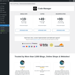 Page screenshot: Code Manager → Upgrade  ➤