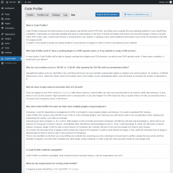 Page screenshot: Code Profiler → FAQ