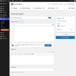 Page screenshot: Snippets &rarr; Add New