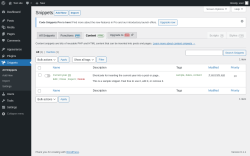 Page screenshot: Snippets &rarr; Content html
