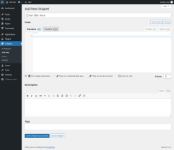 Page screenshot: Snippets &rarr; Add New