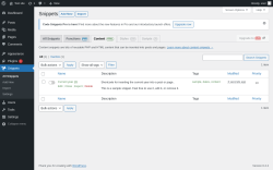 Page screenshot: Snippets &rarr; Content html