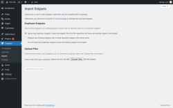 Page screenshot: Snippets &rarr; Import