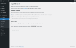 Page screenshot: Snippets &rarr; Import
