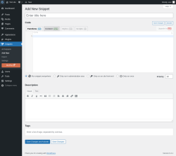 Page screenshot: Snippets &rarr; Add New
