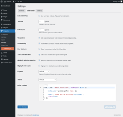 Page screenshot: Snippets → Settings → Code Editor