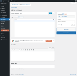Page screenshot: Snippets &rarr; Add New