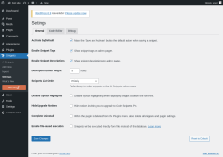 Page screenshot: Snippets &rarr; Settings