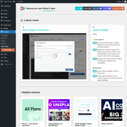 Page screenshot: Snippets &rarr; What&rsquo;s New