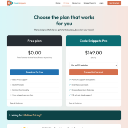 Page screenshot: Snippets &rarr; Go Pro 