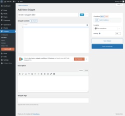 Page screenshot: Snippets &rarr; Add New