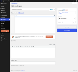 Page screenshot: Snippets &rarr; Add New