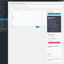 Page screenshot: Settings &rarr; Admin Columns