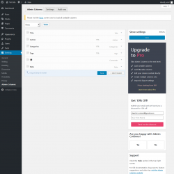 Page screenshot: Settings  &rarr; Admin Columns