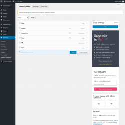 Page screenshot: Settings &rarr; Admin Columns