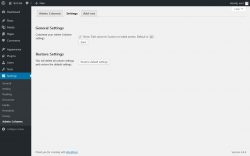 Page screenshot: Settings  &rarr; Admin Columns &rarr; Settings