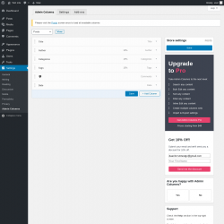 Page screenshot: Settings &rarr; Admin Columns