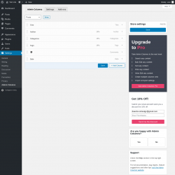 Page screenshot: Settings &rarr; Admin Columns