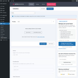 Page screenshot: Settings &rarr; Admin Columns