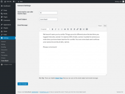 Page screenshot: Settings → Come Back!