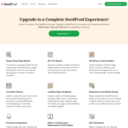 Page screenshot: SeedProd &rarr; Upgrade to Pro