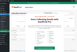 Page screenshot: SeedProd &rarr; Subscribers