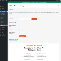 Page screenshot: SeedProd &rarr; Settings