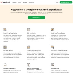 Page screenshot: SeedProd &rarr; Upgrade to Pro