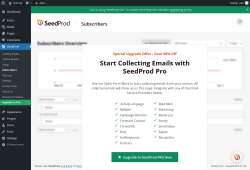 Page screenshot: SeedProd &rarr; Subscribers