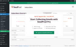 Page screenshot: SeedProd &rarr; Subscribers
