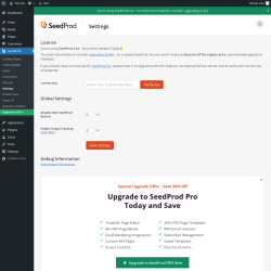 Page screenshot: SeedProd &rarr; Settings