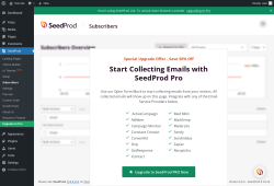 Page screenshot: SeedProd → Subscribers