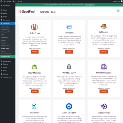 Page screenshot: SeedProd → Growth Tools