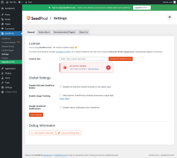 Page screenshot: SeedProd &rarr; Settings